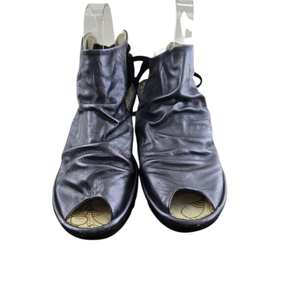 Fly London Yema Wedge Sandals Metallic Light Purple Leather Lace Up Womens 7.5 8 - Picture 5 of 12